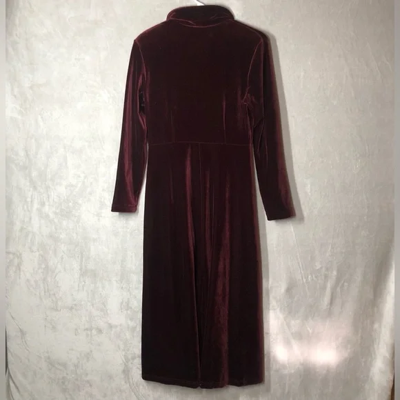 VTG Velvet Maxi Dress Womens M Burgandy Whimsigoth Dark Fairy Academia Victorian - Picture 3 of 8